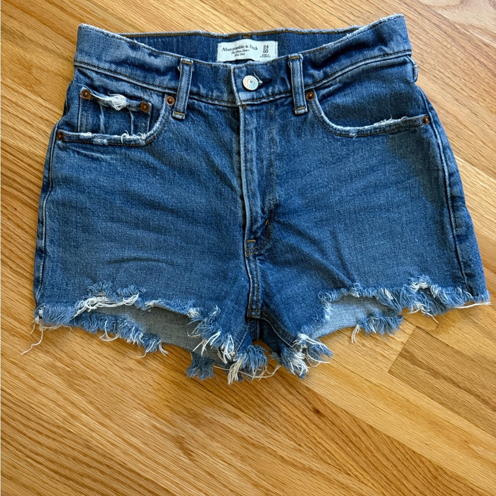 Abercrombie & Fitch Blue Jean Shorts Distressed Frayed Hem